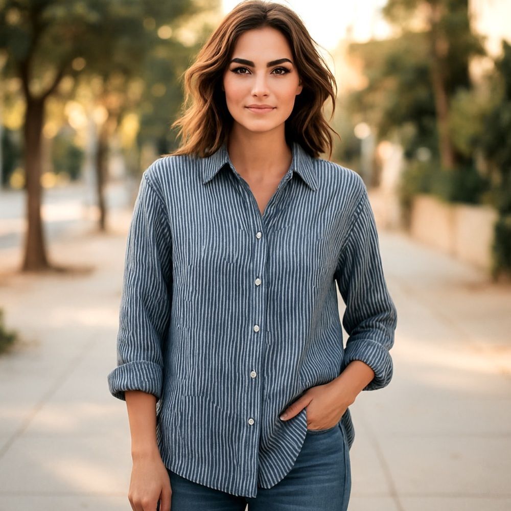 Sundays Anthropologie Striped Button Down Shirt sz M